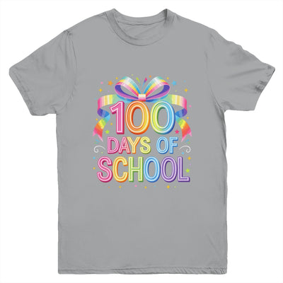 100th Day Of School For Girls 100 Days Teacher Coquette Bow Youth Shirt | teecentury