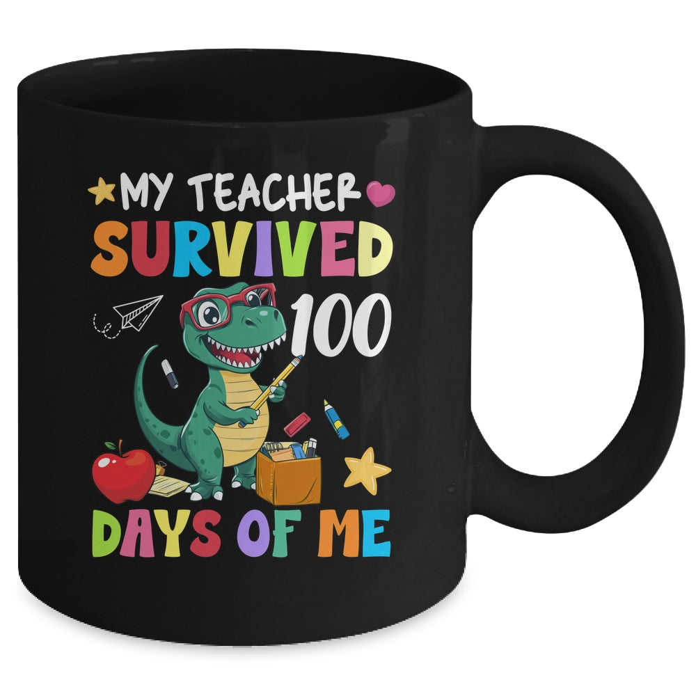 100th Day Of School My Teacher Survived 100 Days Boys Dino Mug | teecentury