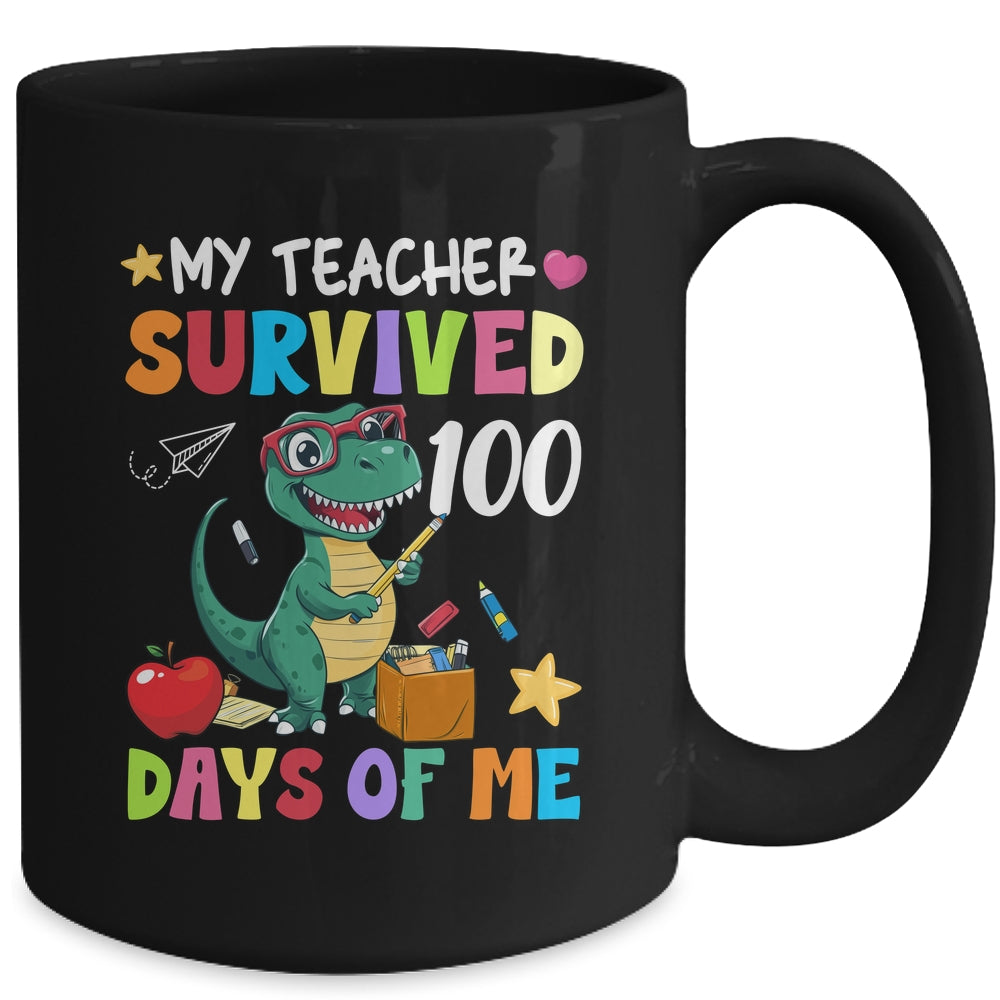 100th Day Of School My Teacher Survived 100 Days Boys Dino Mug | teecentury