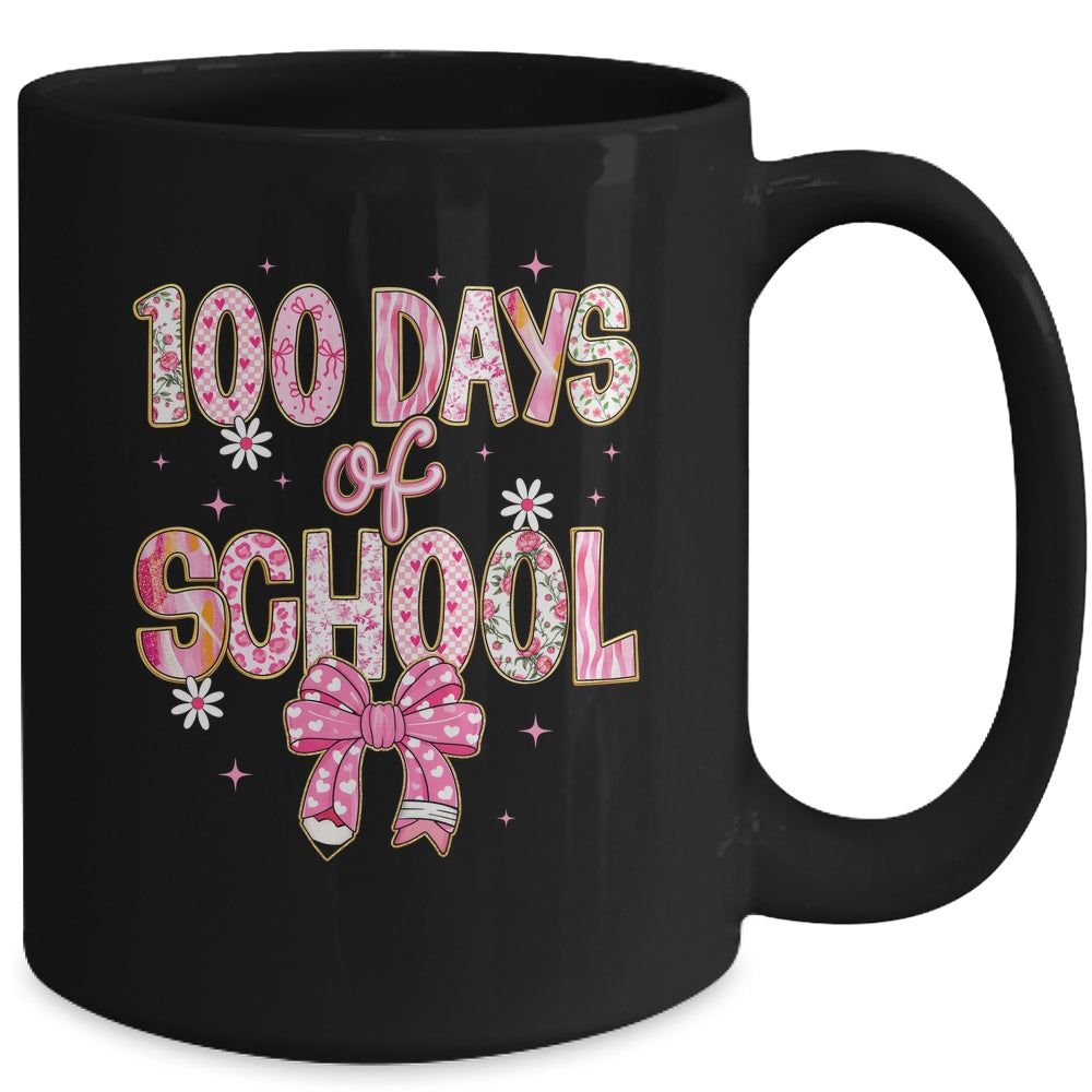 100th Day Of School Preppy 100 Days Teacher Kid Coquette Bow Mug | teecentury