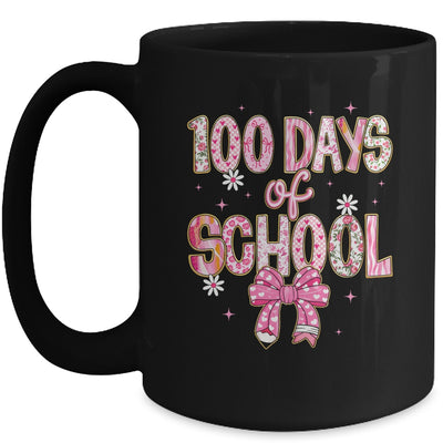 100th Day Of School Preppy 100 Days Teacher Kid Coquette Bow Mug | teecentury