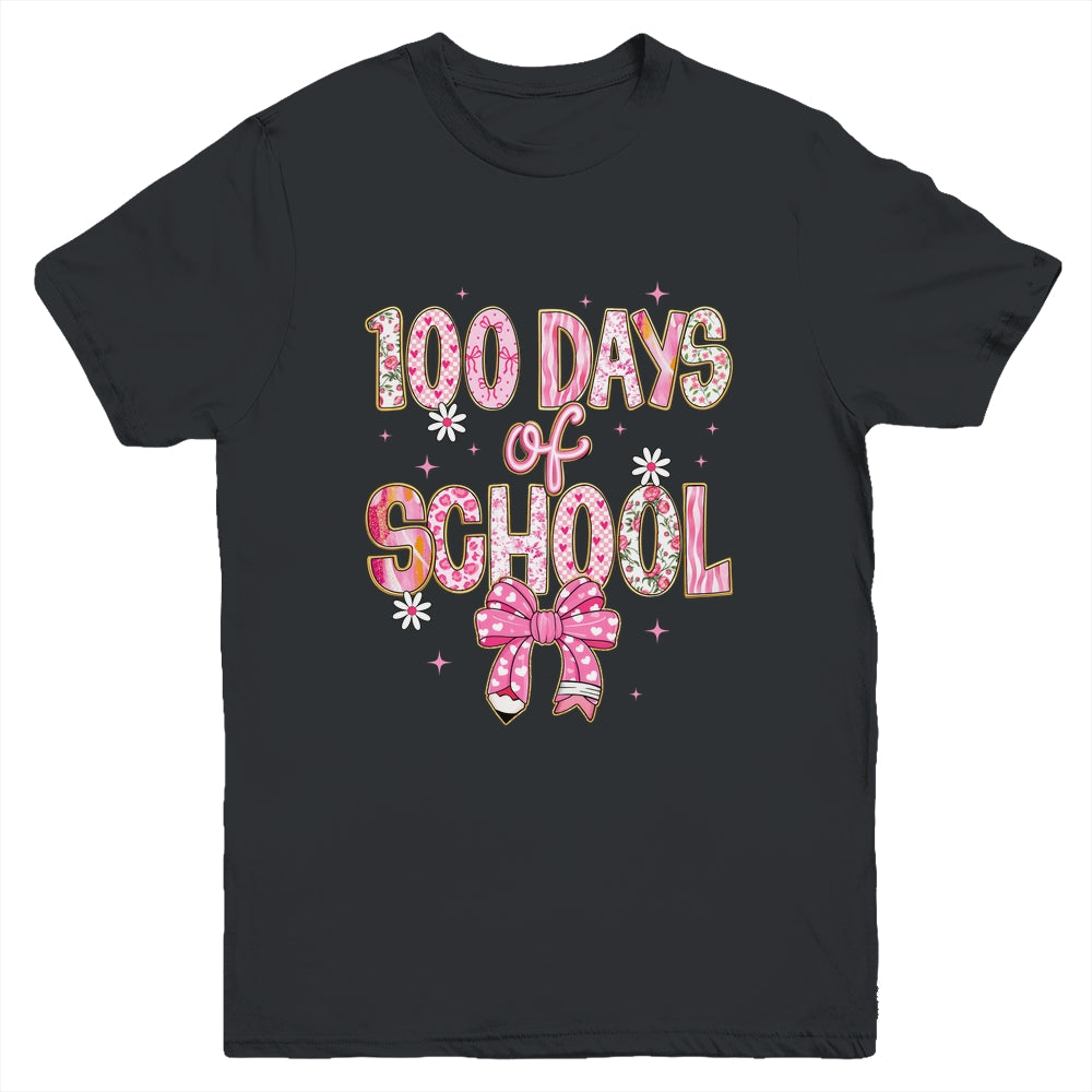 100th Day Of School Preppy 100 Days Teacher Kid Coquette Bow Youth Shirt | teecentury