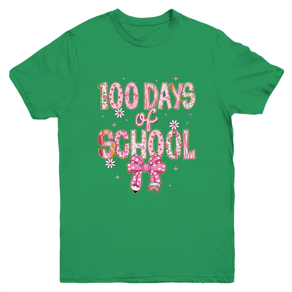 100th Day Of School Preppy 100 Days Teacher Kid Coquette Bow Youth Shirt | teecentury