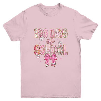 100th Day Of School Preppy 100 Days Teacher Kid Coquette Bow Youth Shirt | teecentury