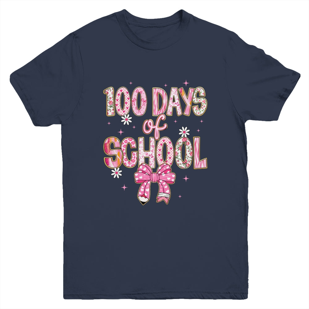 100th Day Of School Preppy 100 Days Teacher Kid Coquette Bow Youth Shirt | teecentury