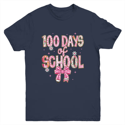 100th Day Of School Preppy 100 Days Teacher Kid Coquette Bow Youth Shirt | teecentury