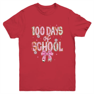 100th Day Of School Preppy 100 Days Teacher Kid Coquette Bow Youth Shirt | teecentury