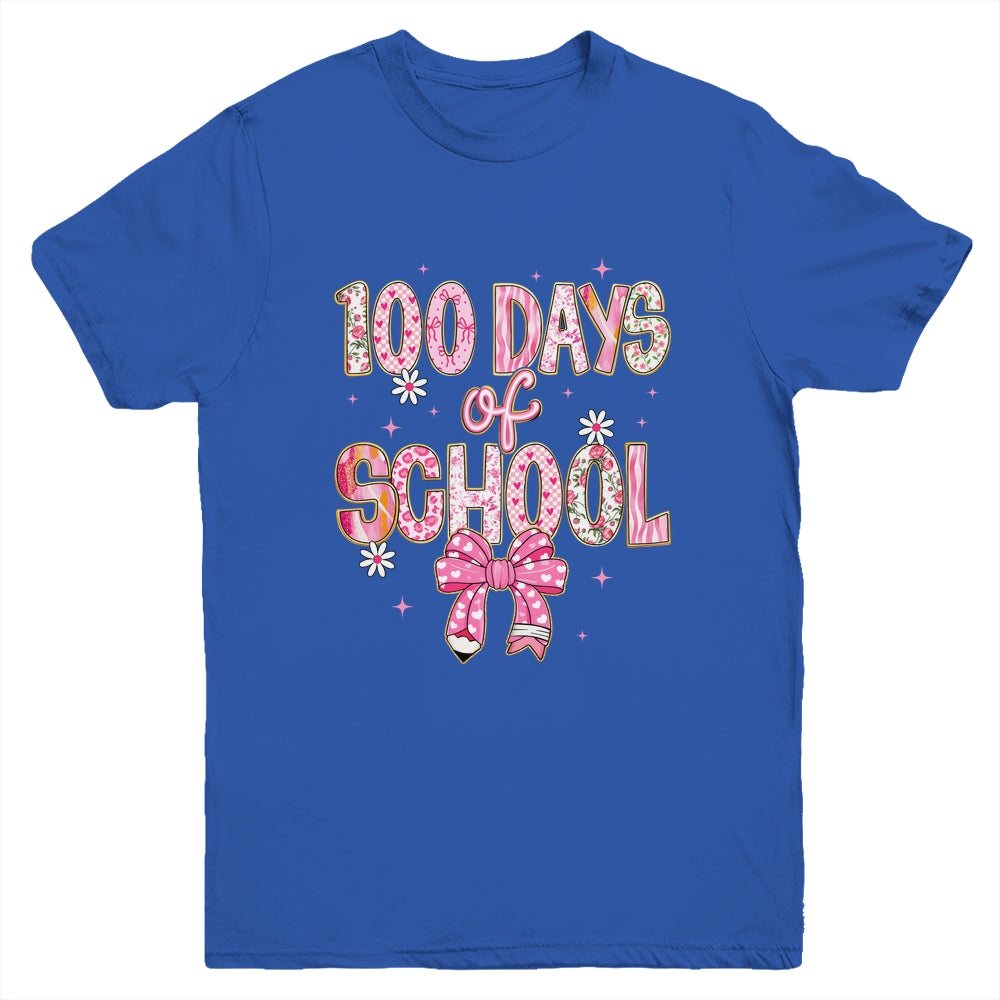 100th Day Of School Preppy 100 Days Teacher Kid Coquette Bow Youth Shirt | teecentury