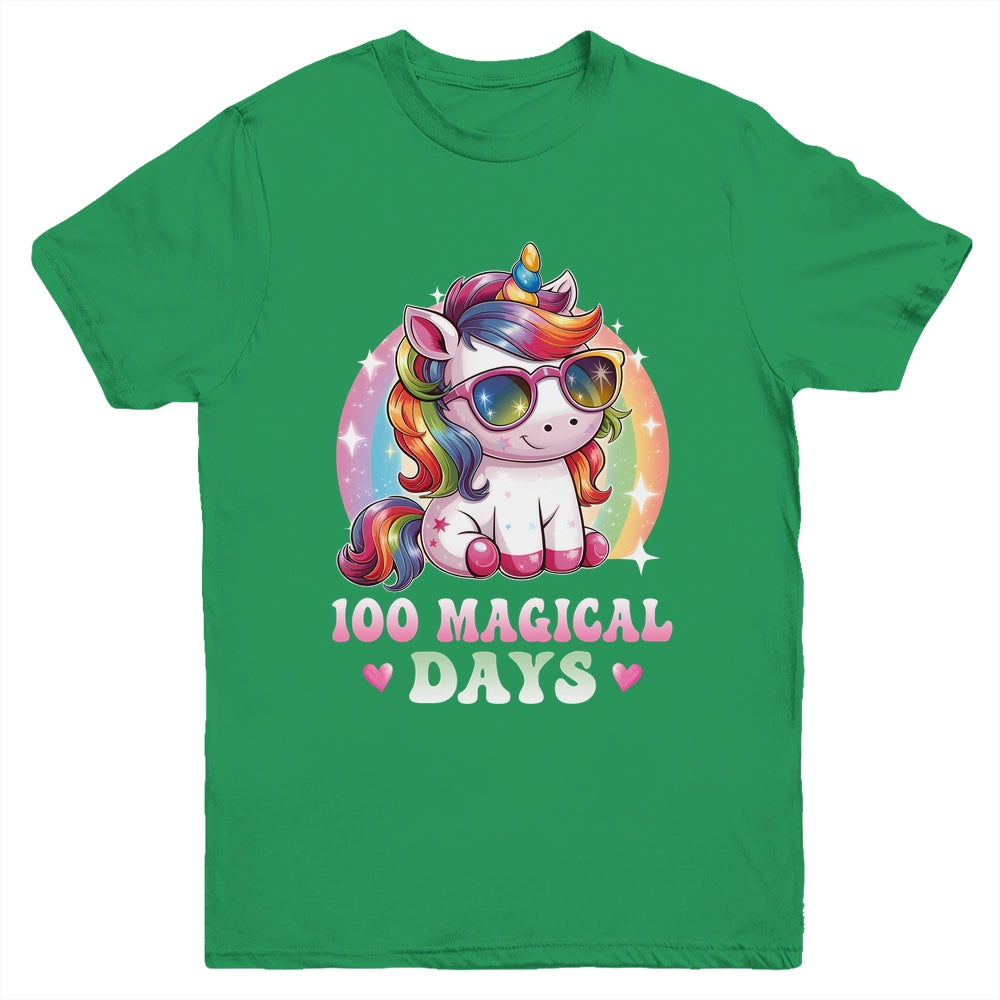 100th Day Of School Unicorn 100 Magical Days Kids Girls Youth Shirt | teecentury
