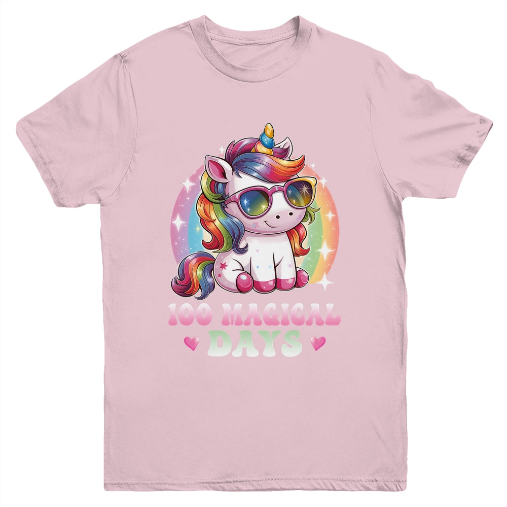 100th Day Of School Unicorn 100 Magical Days Kids Girls Youth Shirt | teecentury