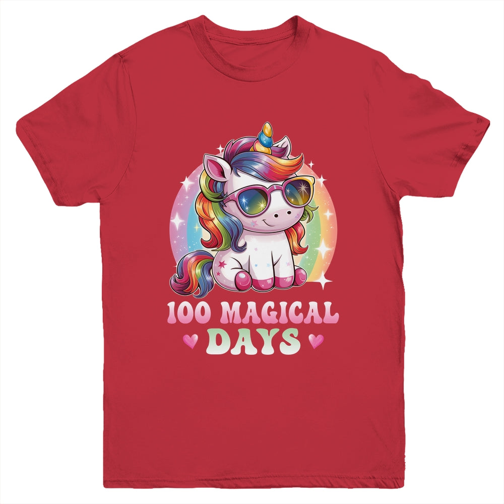 100th Day Of School Unicorn 100 Magical Days Kids Girls Youth Shirt | teecentury
