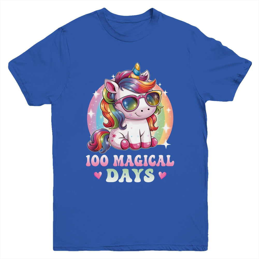 100th Day Of School Unicorn 100 Magical Days Kids Girls Youth Shirt | teecentury