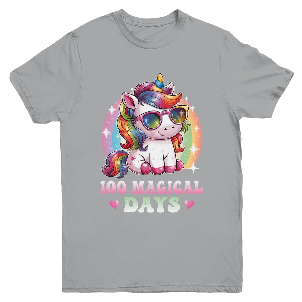 100th Day Of School Unicorn 100 Magical Days Kids Girls Youth Shirt | teecentury