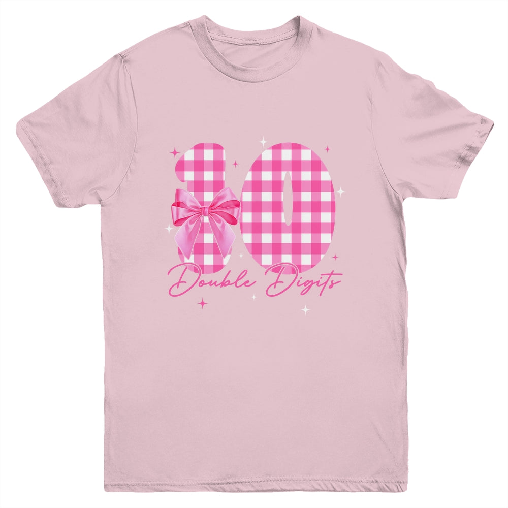 10 Double Digits 10th Birthday Girl Coquette 10 Year Old Youth Shirt | teecentury