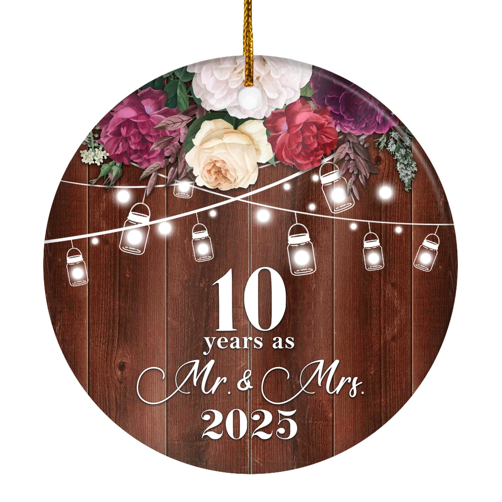 10th Anniversary Wedding Ornament 10 Years As Mr and Mrs For Couples Christmas Husband Wife Married Wedding Gift Holiday Decoration Christmas Tree Ornament | teecentury