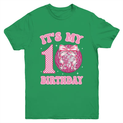10th Birthday Coquette Bow Disco Ball 10 Year Old Birthday Youth Shirt | teecentury