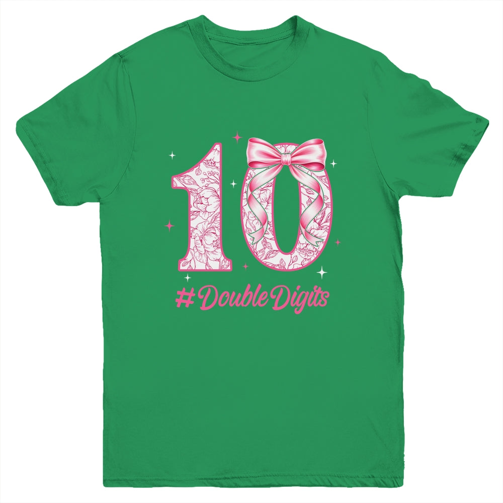10th Birthday Girl Pink Coquette Bow 10 Year Old Aesthetic Youth Shirt | teecentury
