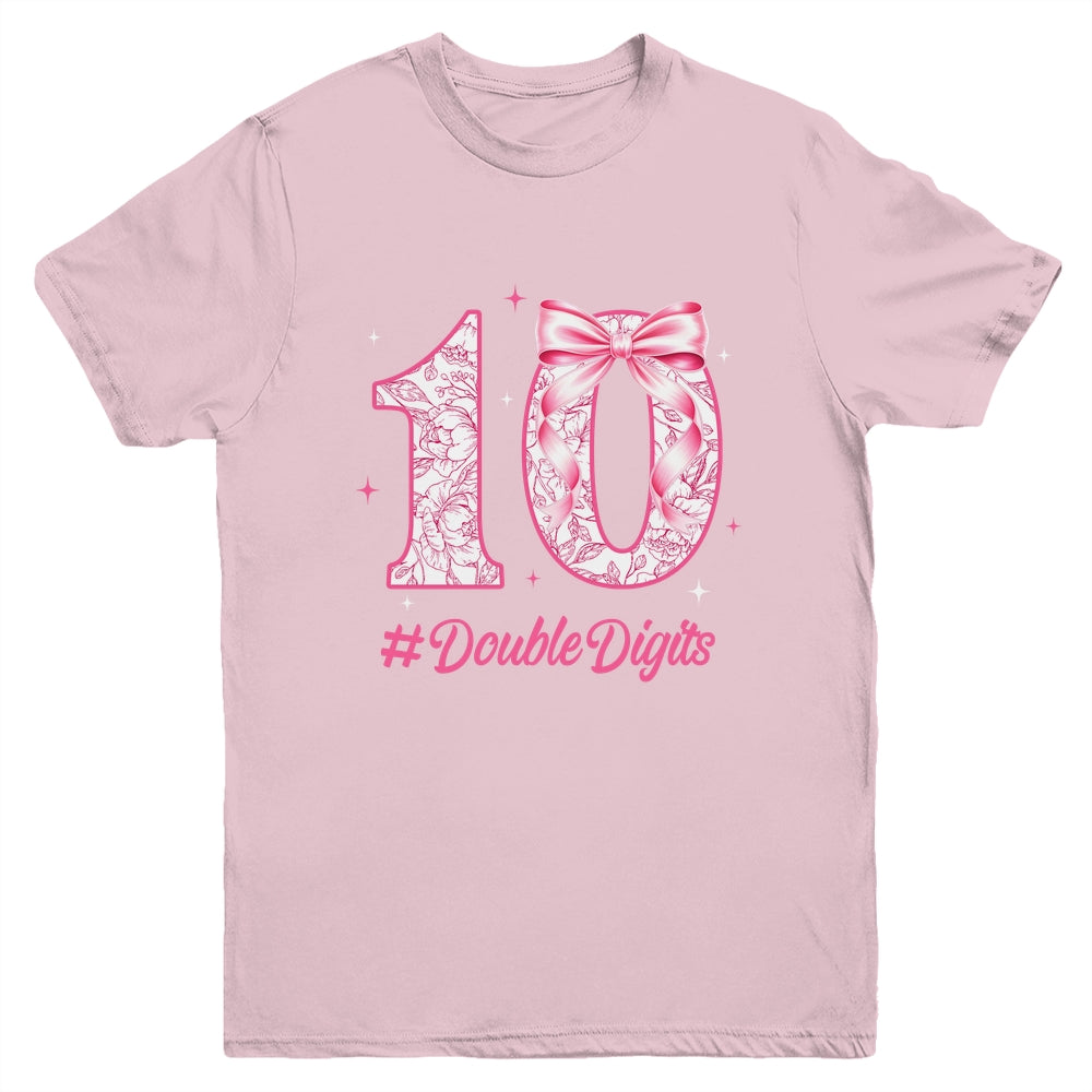 10th Birthday Girl Pink Coquette Bow 10 Year Old Aesthetic Youth Shirt | teecentury
