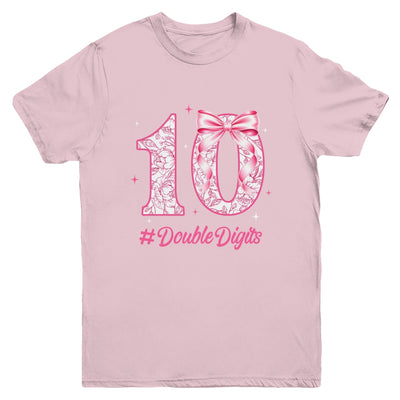10th Birthday Girl Pink Coquette Bow 10 Year Old Aesthetic Youth Shirt | teecentury