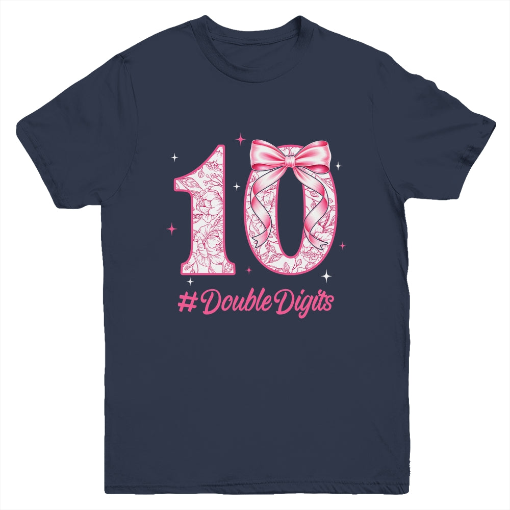 10th Birthday Girl Pink Coquette Bow 10 Year Old Aesthetic Youth Shirt | teecentury