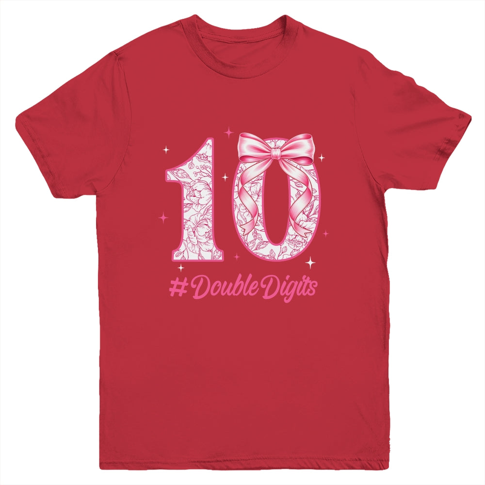 10th Birthday Girl Pink Coquette Bow 10 Year Old Aesthetic Youth Shirt | teecentury
