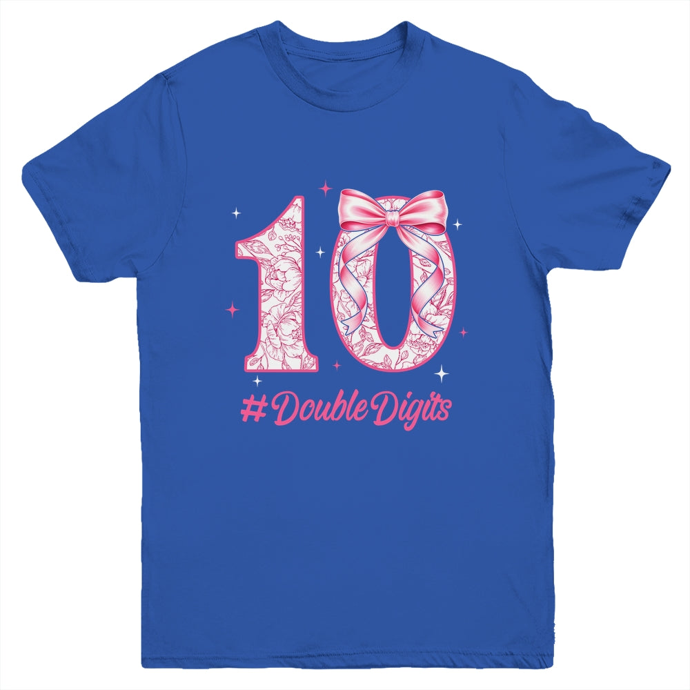 10th Birthday Girl Pink Coquette Bow 10 Year Old Aesthetic Youth Shirt | teecentury