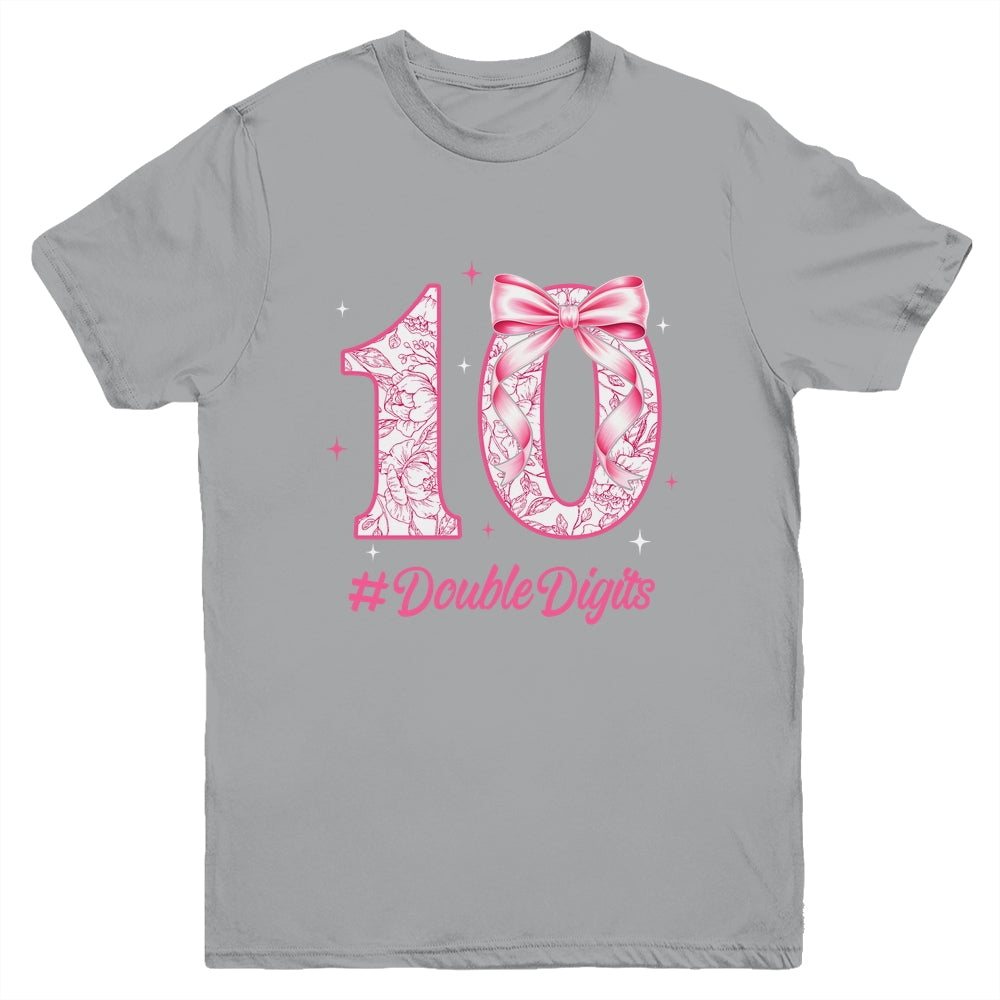 10th Birthday Girl Pink Coquette Bow 10 Year Old Aesthetic Youth Shirt | teecentury