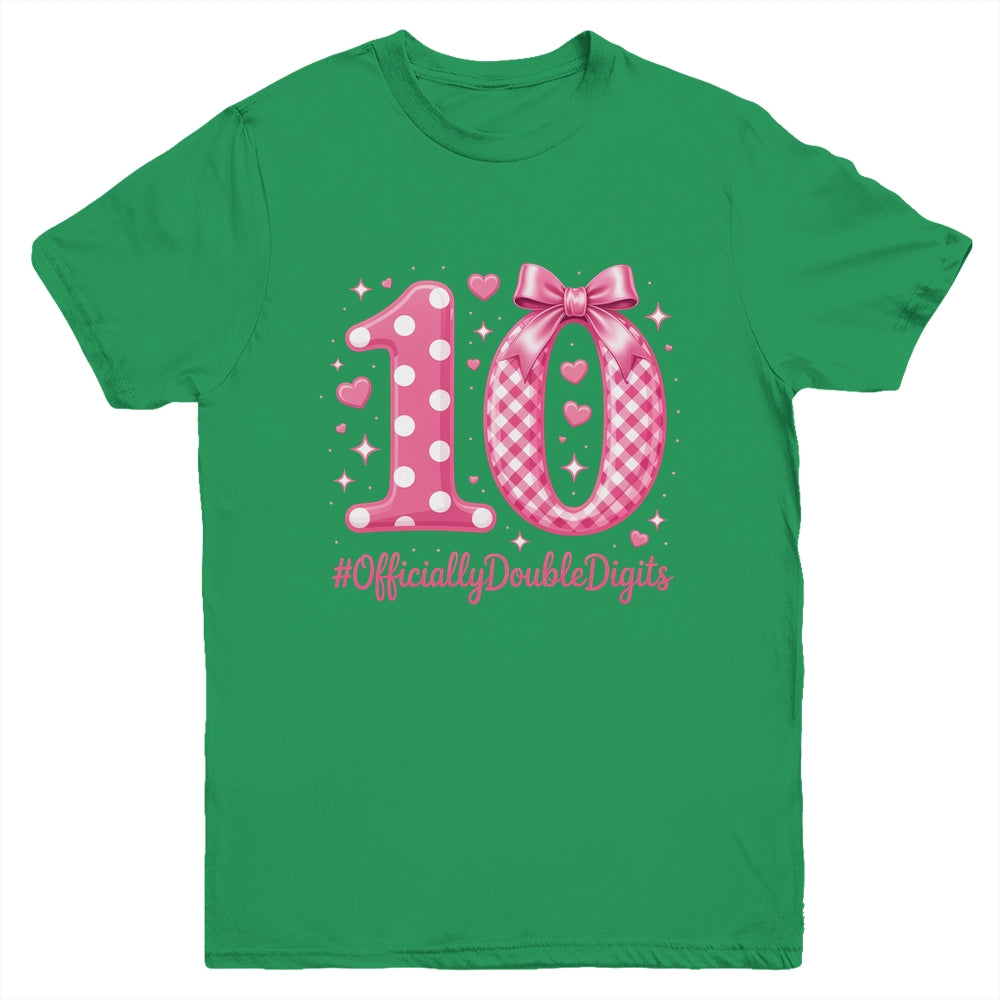 10th Birthday Girls 10 Year Officially Double Digits Bday Youth Shirt | teecentury