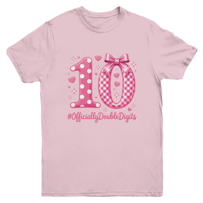 10th Birthday Girls 10 Year Officially Double Digits Bday Youth Shirt | teecentury