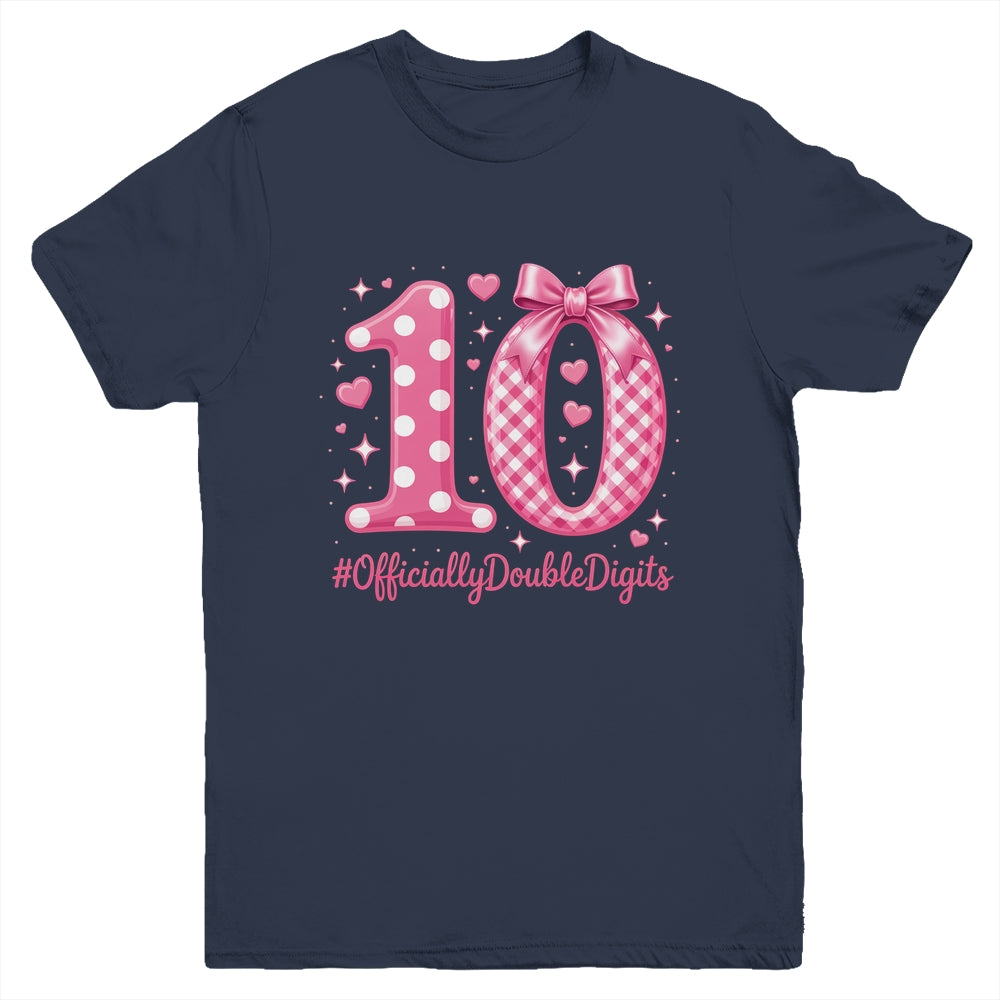 10th Birthday Girls 10 Year Officially Double Digits Bday Youth Shirt | teecentury