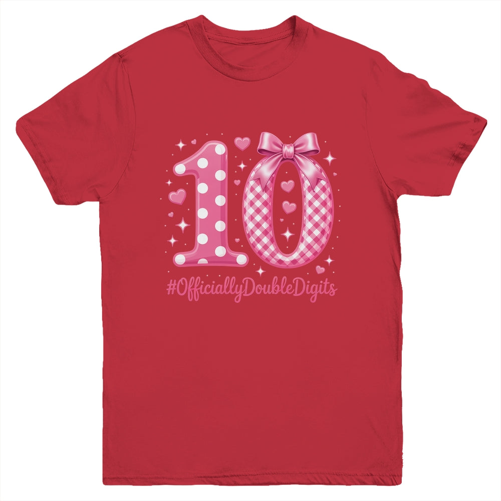 10th Birthday Girls 10 Year Officially Double Digits Bday Youth Shirt | teecentury