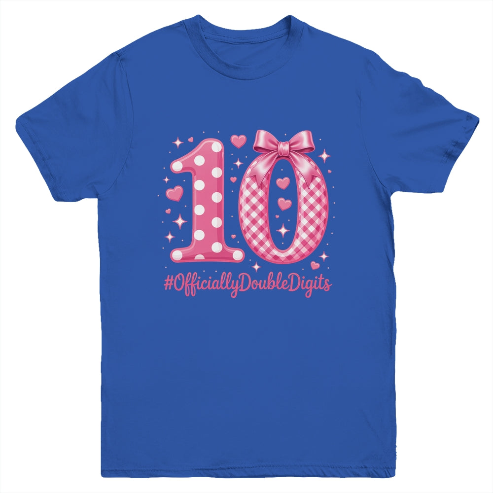 10th Birthday Girls 10 Year Officially Double Digits Bday Youth Shirt | teecentury