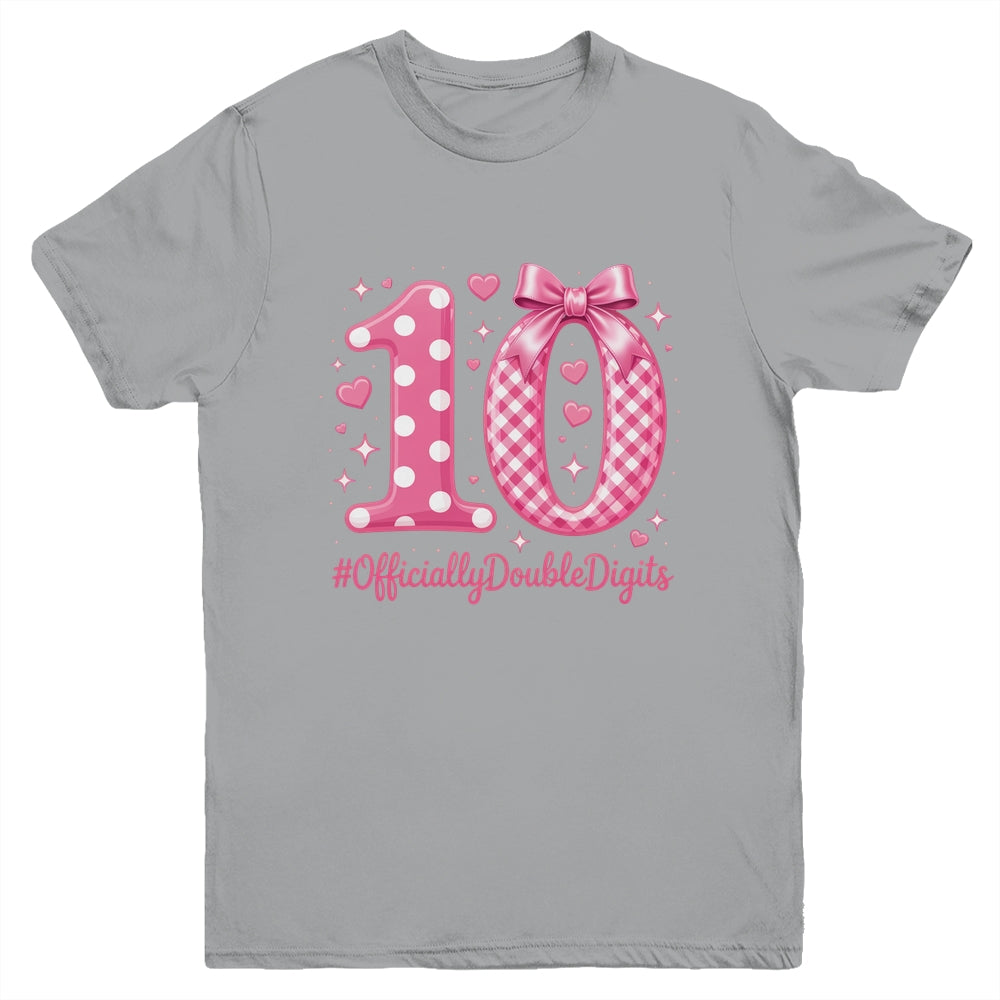 10th Birthday Girls 10 Year Officially Double Digits Bday Youth Shirt | teecentury