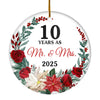 10th Wedding Anniversary Ornament Married 10 Years As Mr and Mrs For Couples Christmas Husband Wife Wedding Gift Holiday Decoration Christmas Tree Ornament | teecentury