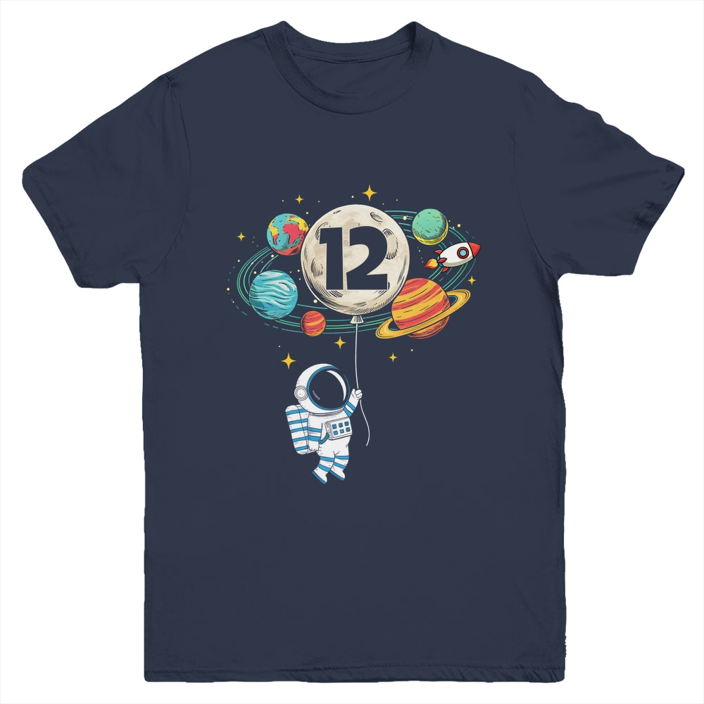 12 Years Old Birthday Boy Astronaut Space 12th Birthday Youth Shirt | teecentury