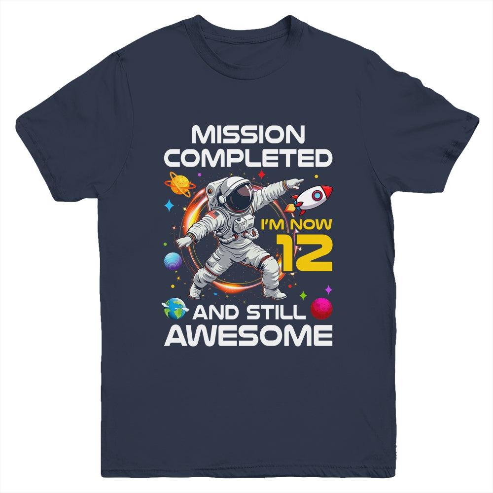 12th Birthday Astronaut 12 Years Old Outer Space Birthday Youth Shirt | teecentury