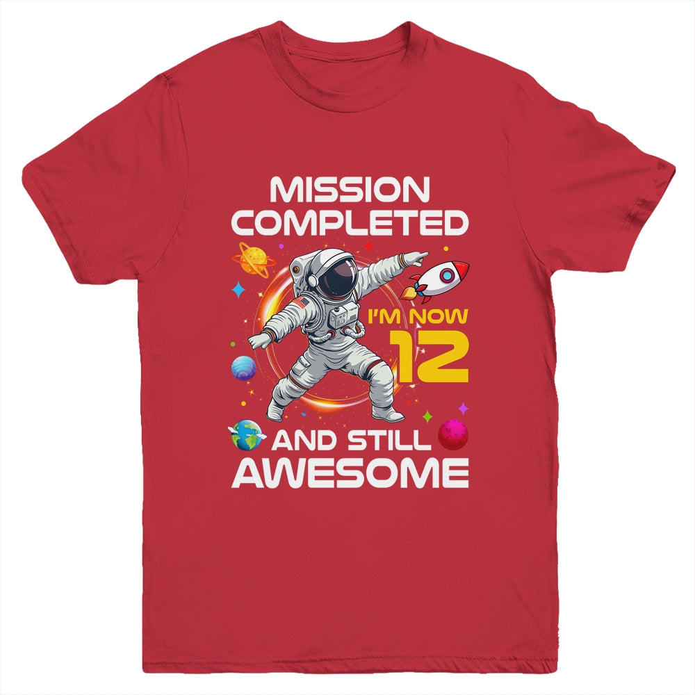 12th Birthday Astronaut 12 Years Old Outer Space Birthday Youth Shirt | teecentury