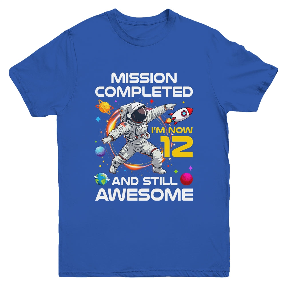 12th Birthday Astronaut 12 Years Old Outer Space Birthday Youth Shirt | teecentury