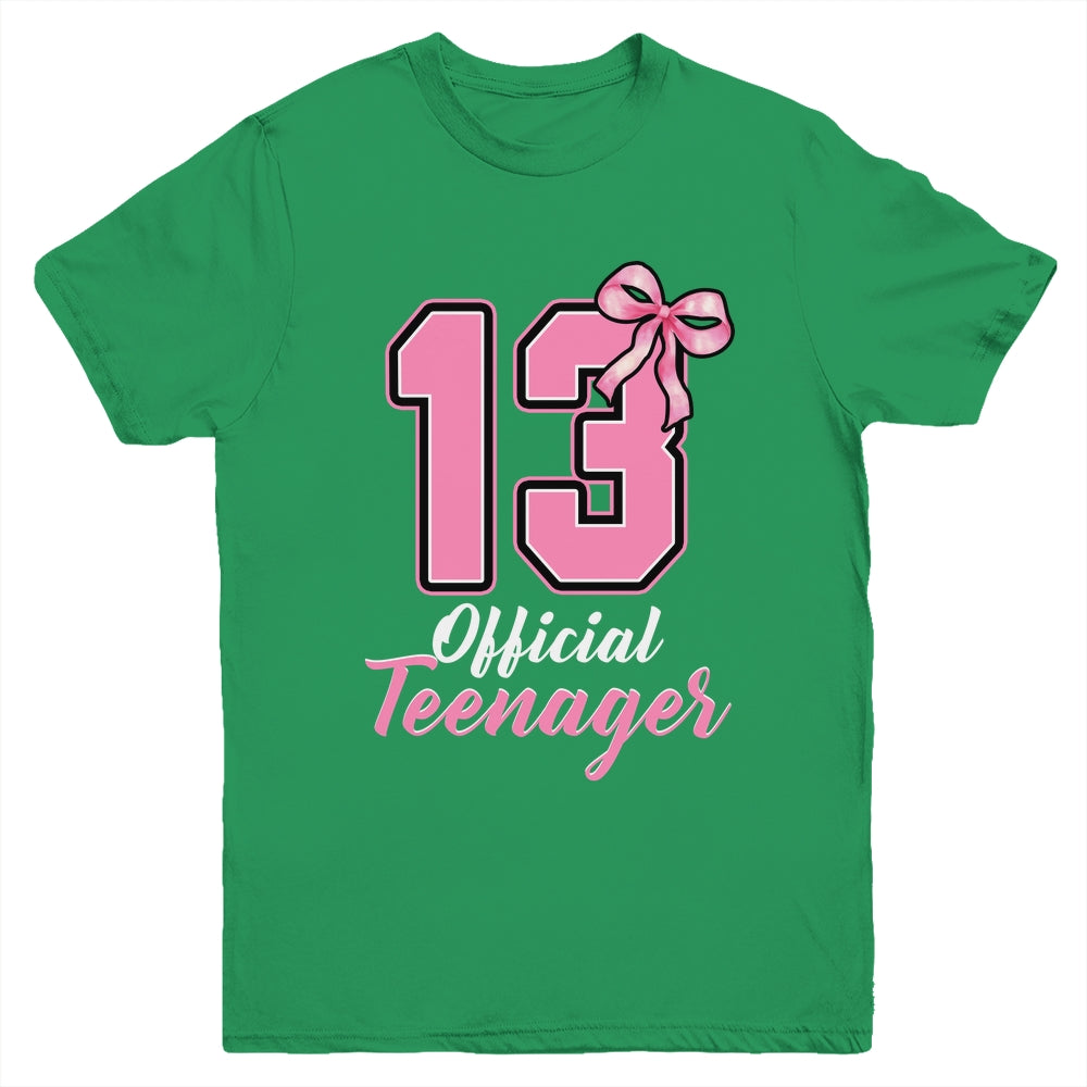 13 Year Old Coquette Bow Official Teenager 13th Birthday Youth Shirt | teecentury