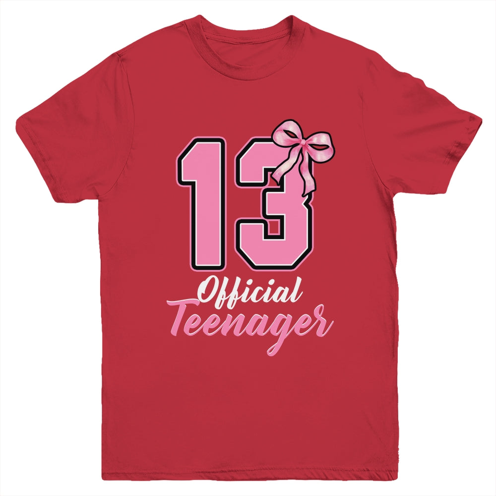 13 Year Old Coquette Bow Official Teenager 13th Birthday Youth Shirt | teecentury