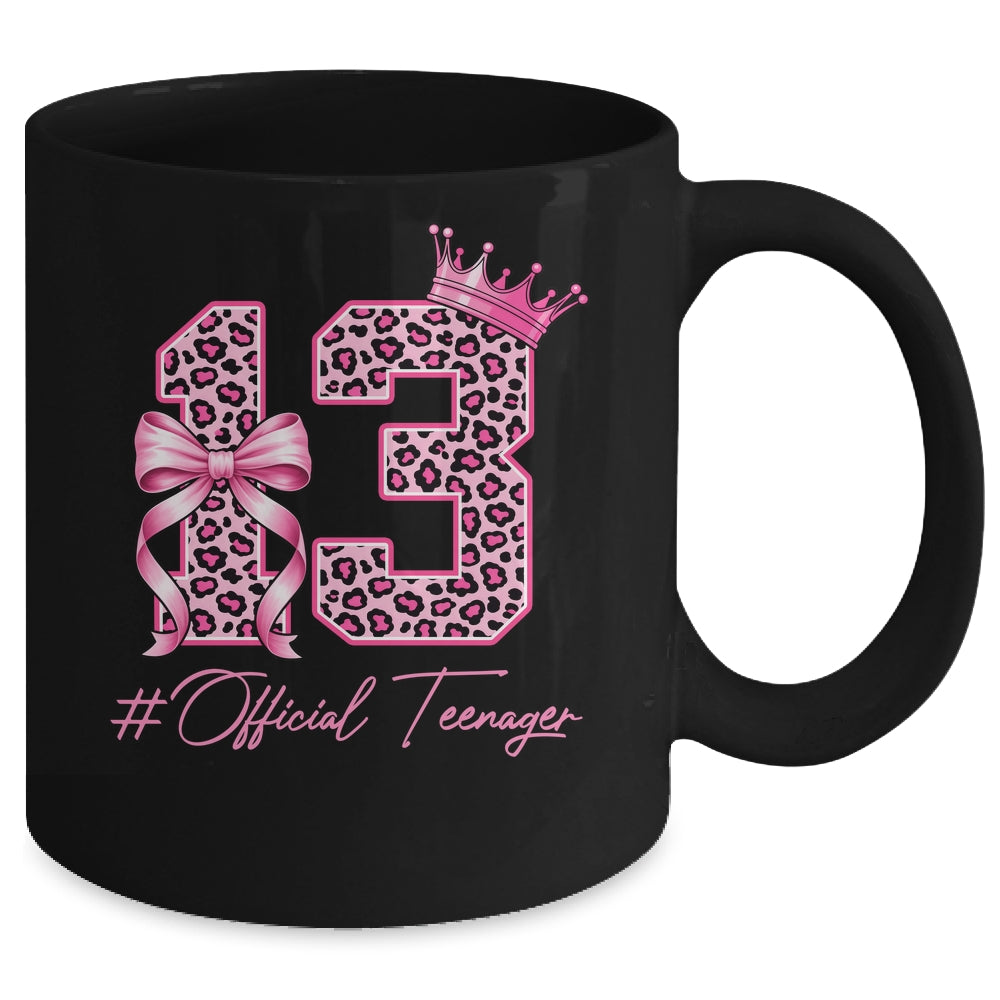 13th Birthday Girl Pink Coquette Bow Leopard 13 Year Old Mug | teecentury