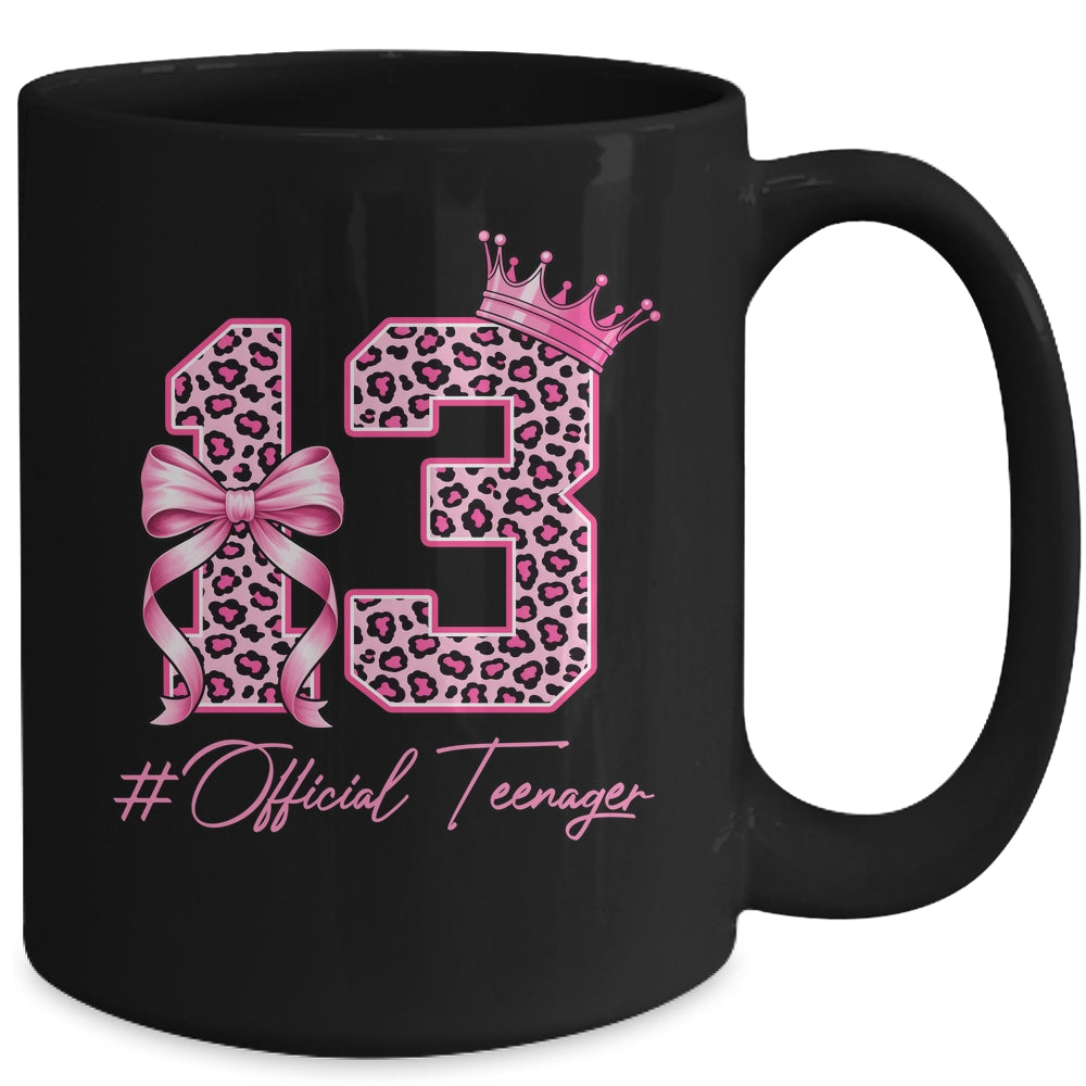 13th Birthday Girl Pink Coquette Bow Leopard 13 Year Old Mug | teecentury