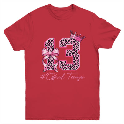 13th Birthday Girl Pink Coquette Bow Leopard 13 Year Old Youth Shirt | teecentury