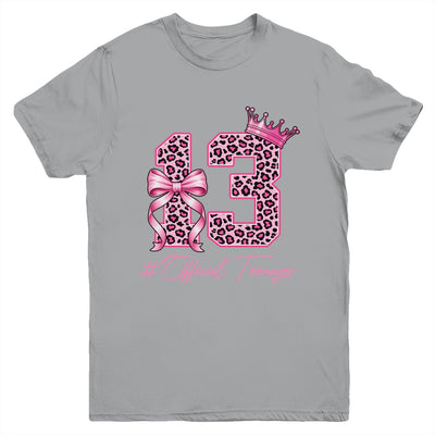 13th Birthday Girl Pink Coquette Bow Leopard 13 Year Old Youth Shirt | teecentury