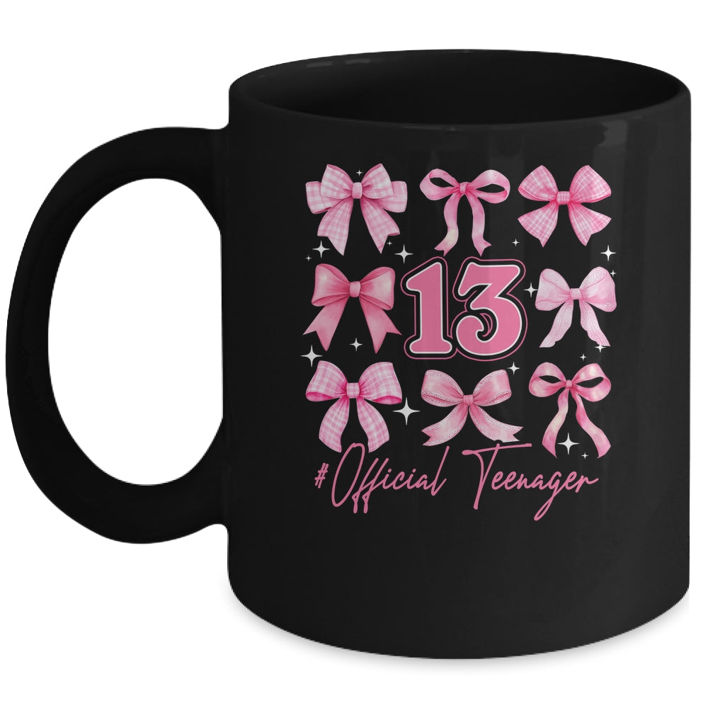 13th Birthday Pink Coquette Bow 13 Year Old Birthday Girl Mug | teecentury