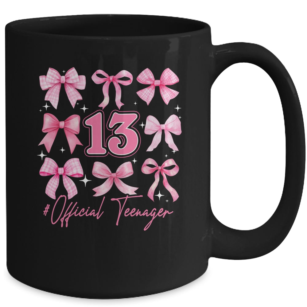 13th Birthday Pink Coquette Bow 13 Year Old Birthday Girl Mug | teecentury