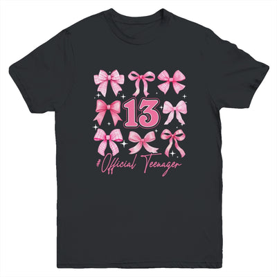13th Birthday Pink Coquette Bow 13 Year Old Birthday Girl Youth Shirt | teecentury