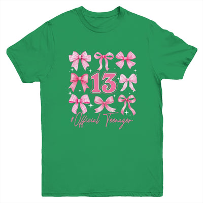 13th Birthday Pink Coquette Bow 13 Year Old Birthday Girl Youth Shirt | teecentury