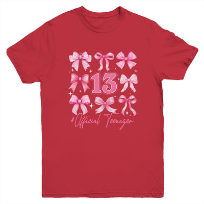 13th Birthday Pink Coquette Bow 13 Year Old Birthday Girl Youth Shirt | teecentury
