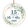 15th Anniversary Wedding Ornament Married 15 Years As Mr and Mrs For Couples Christmas Husband Wife Wedding Gift Holiday Decoration Christmas Tree Ornament | teecentury